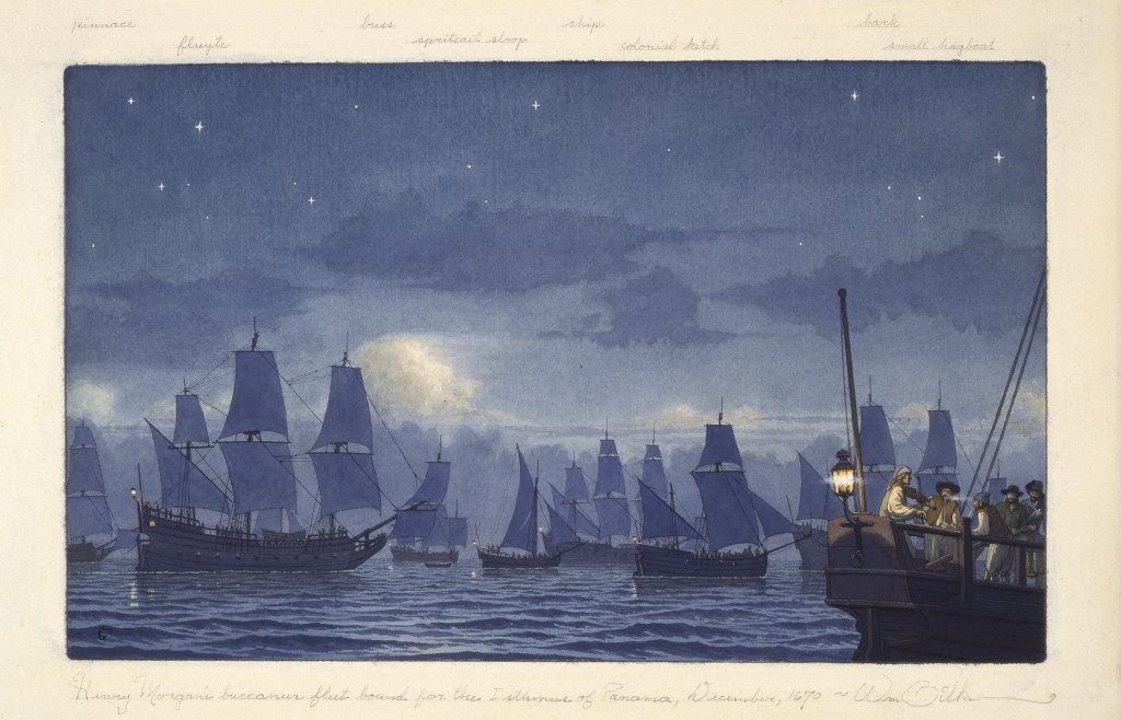 Henry Morgan's buccaneer fleet bound for the Isthmus of Panama, December 1670