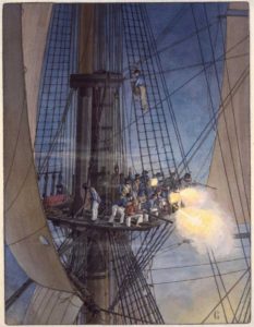 USS Constitution's main fighting top - painting